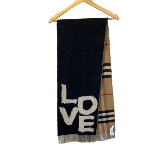 Burberry Other - Burberry Cashmere Reversible Love/Plaid Scarf